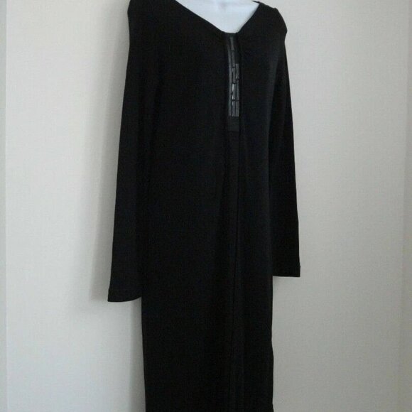 NWT PIAZZA SEMPIONE Black Long Sleeve Jersey Lucite Detail Dress 42/8 - Picture 2 of 6